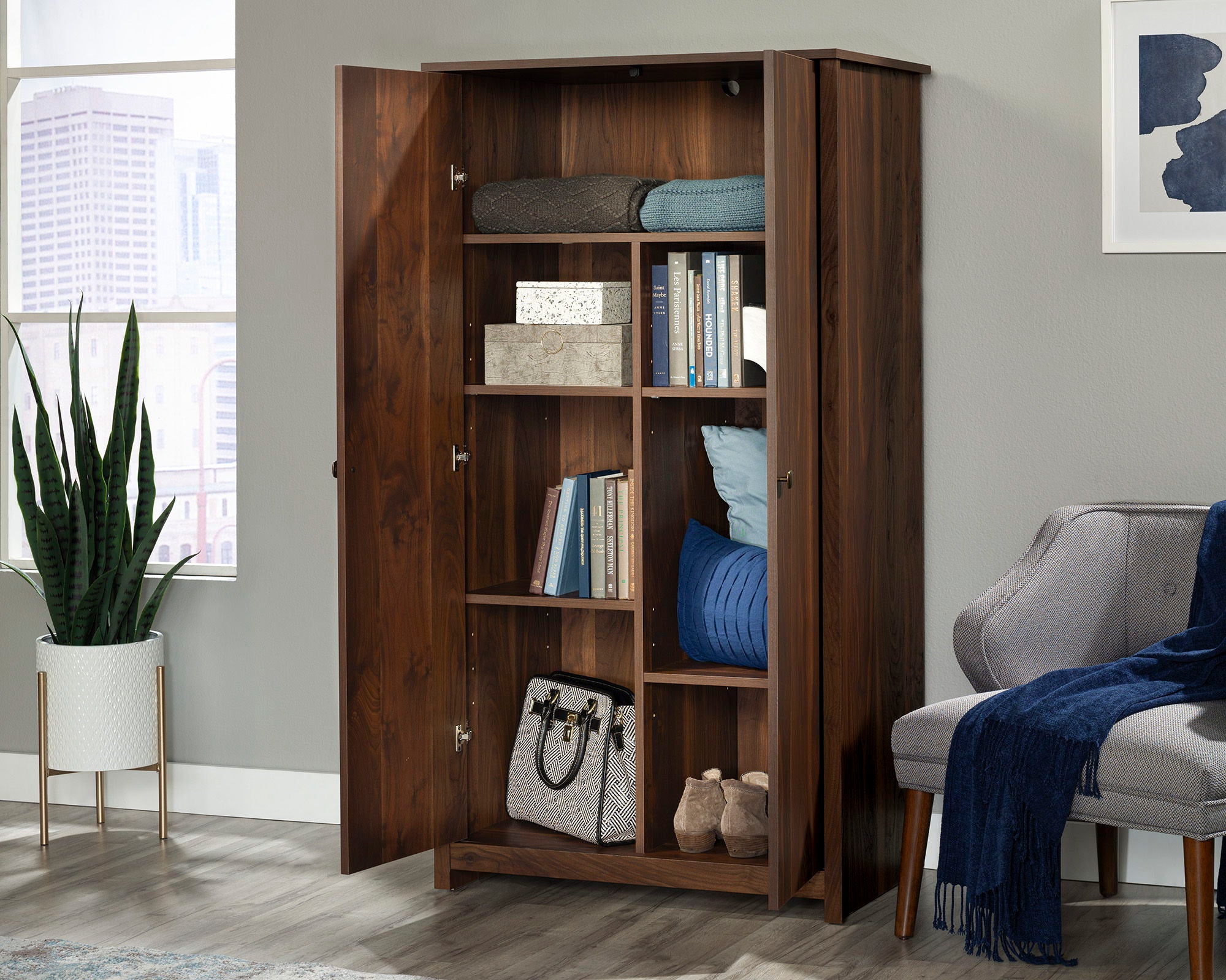 2-Door Storage Cabinet in Grand Walnut