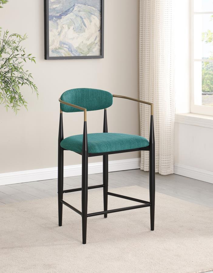Coaster Fine Furniture Tina - Metal Counter Height Bar Stool With Upholstered Back And Seat (Set of 2) | Meri Furniture