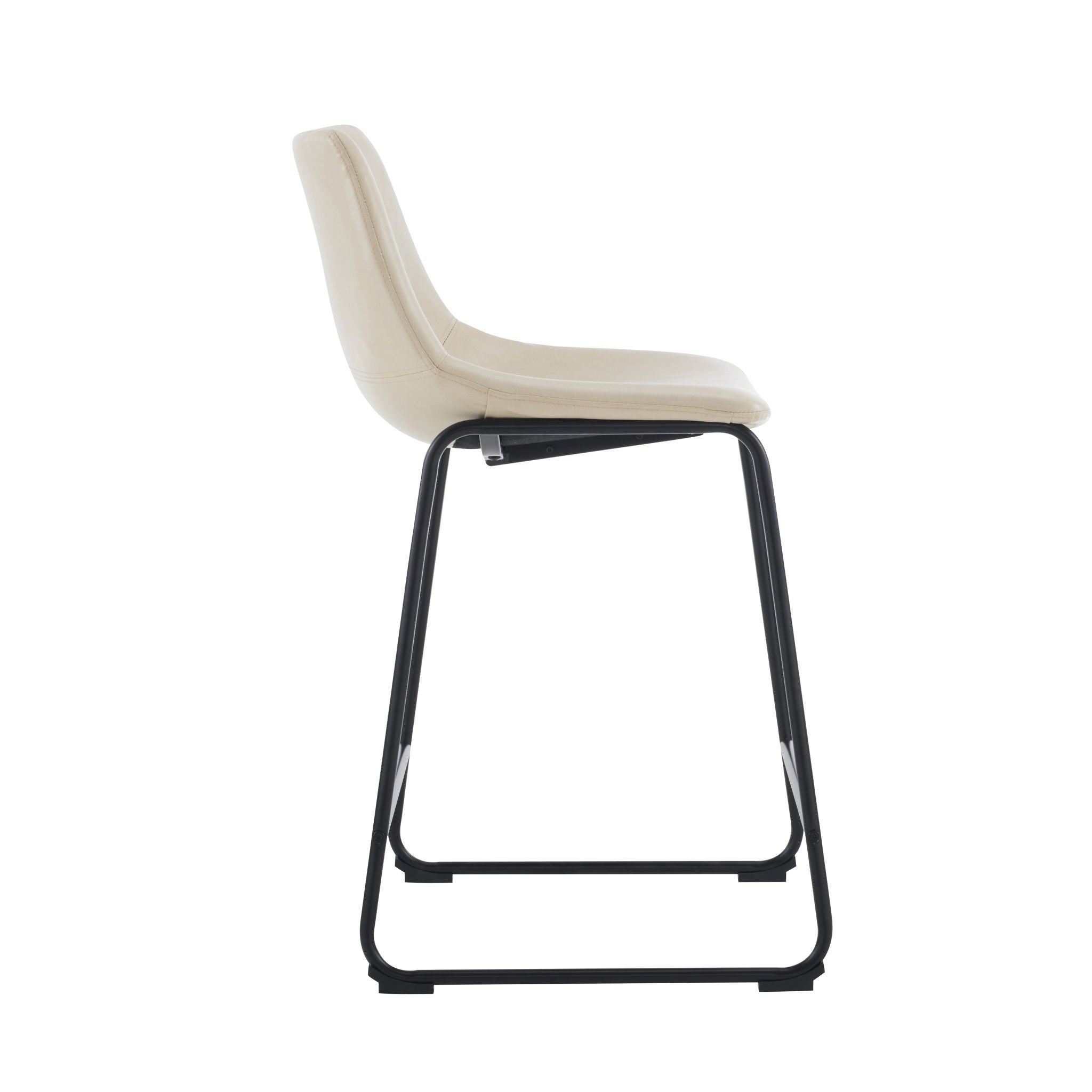 Vintage Style Armless Industrial Counter Stool With Metal Legs And Footrest For Kitchen Island, Cafe, Pub, Bar Counter (Set of 2) - Cream / Black