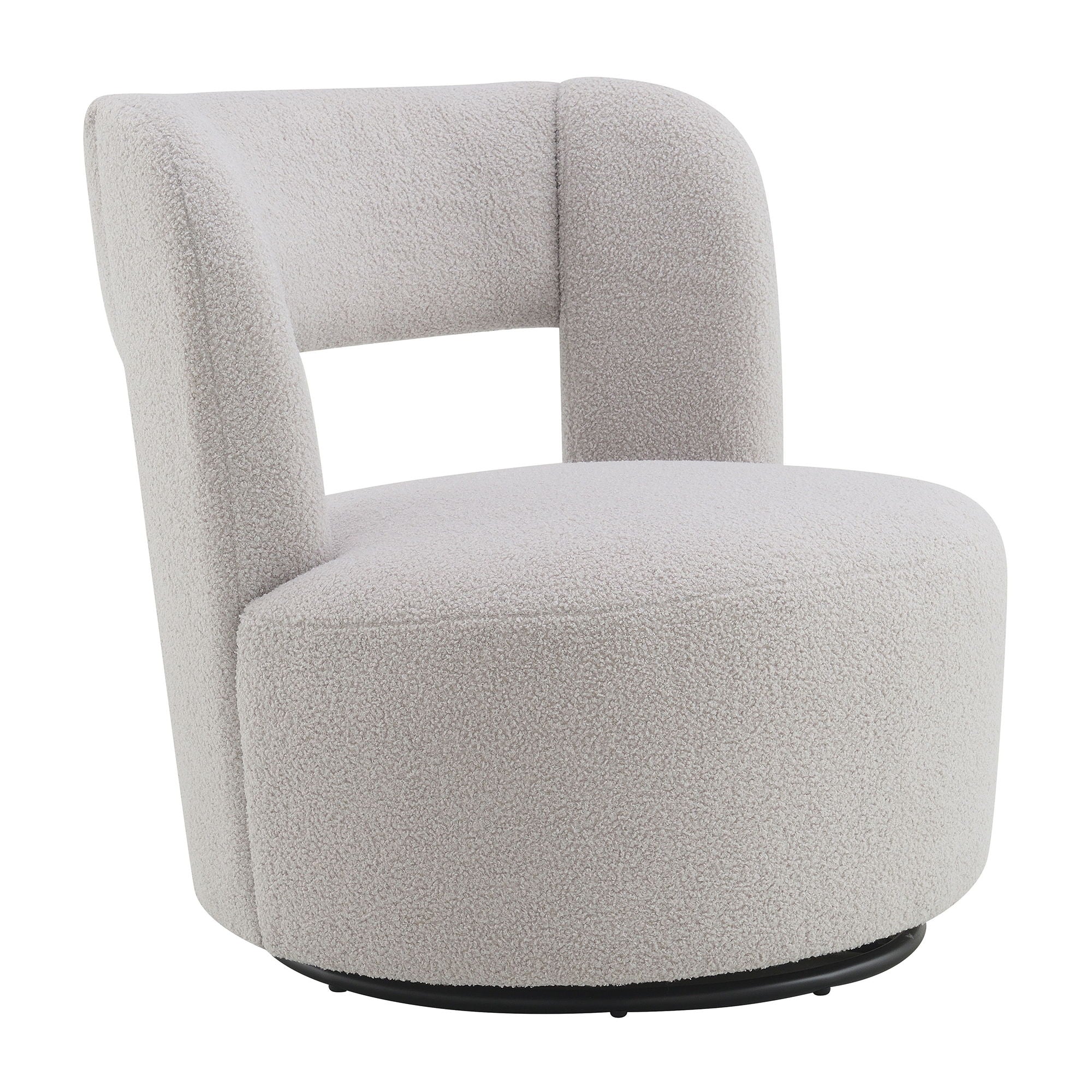 Swivel Comfy Round Barrel Chair With Soft Teddy Fabric For Living Room