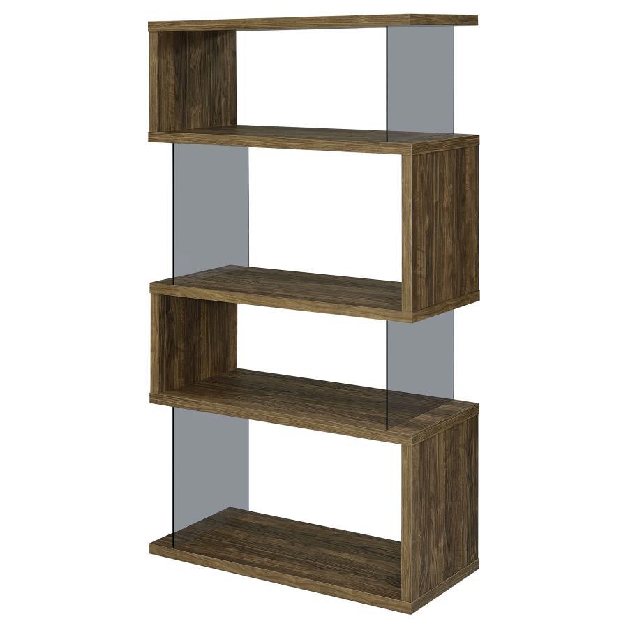 Coaster Fine Furniture Emelle - 4-Shelf Glass Panel Bookshelf | Meri Furniture