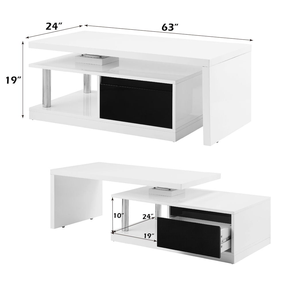 Buck II - Coffee Table With Swivel Top - White & Black High Gloss