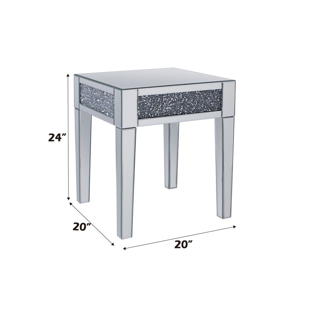 Noralie - 20" End Table - Mirrored & Faux Diamonds