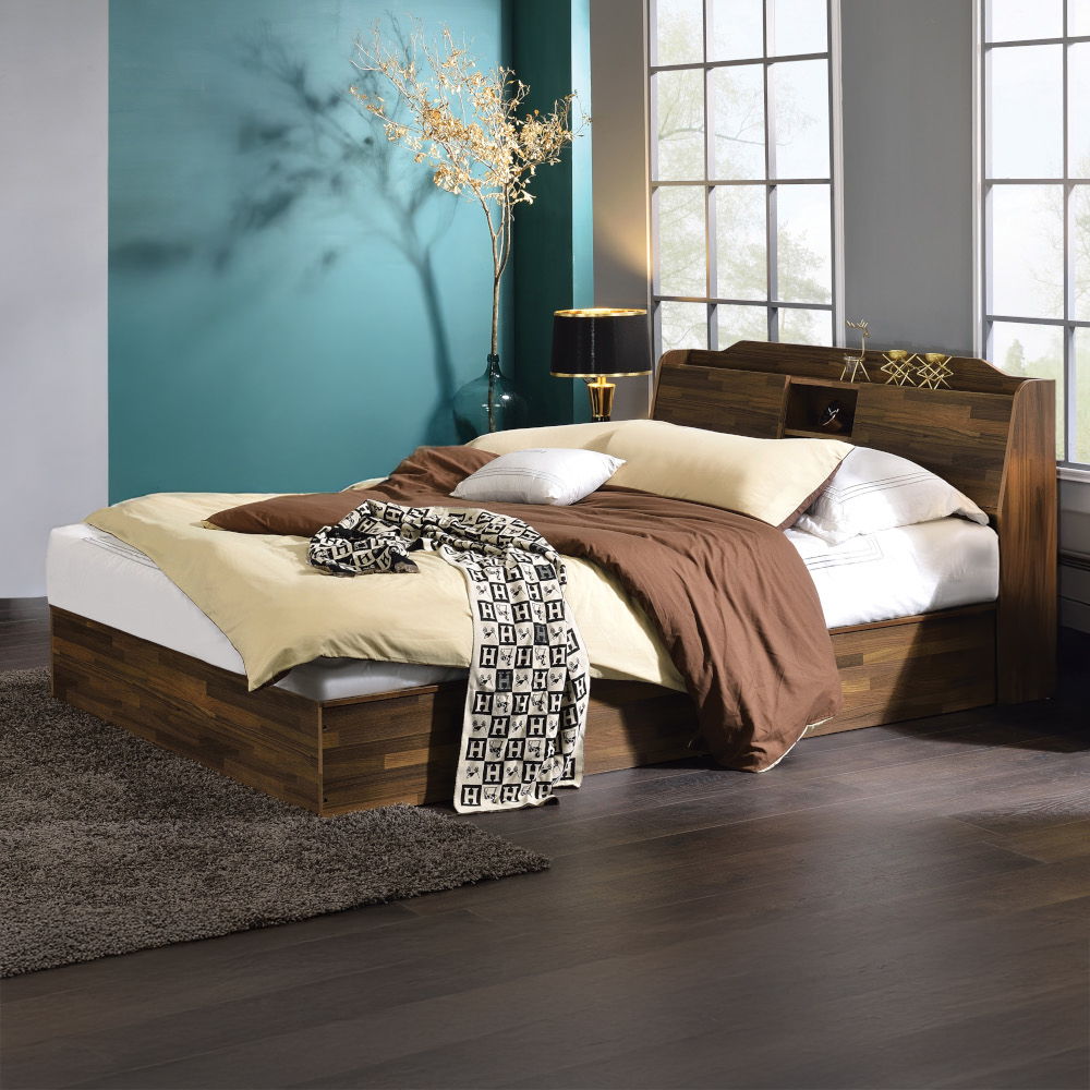 Hestia - Queen Bed With Storage - Walnut