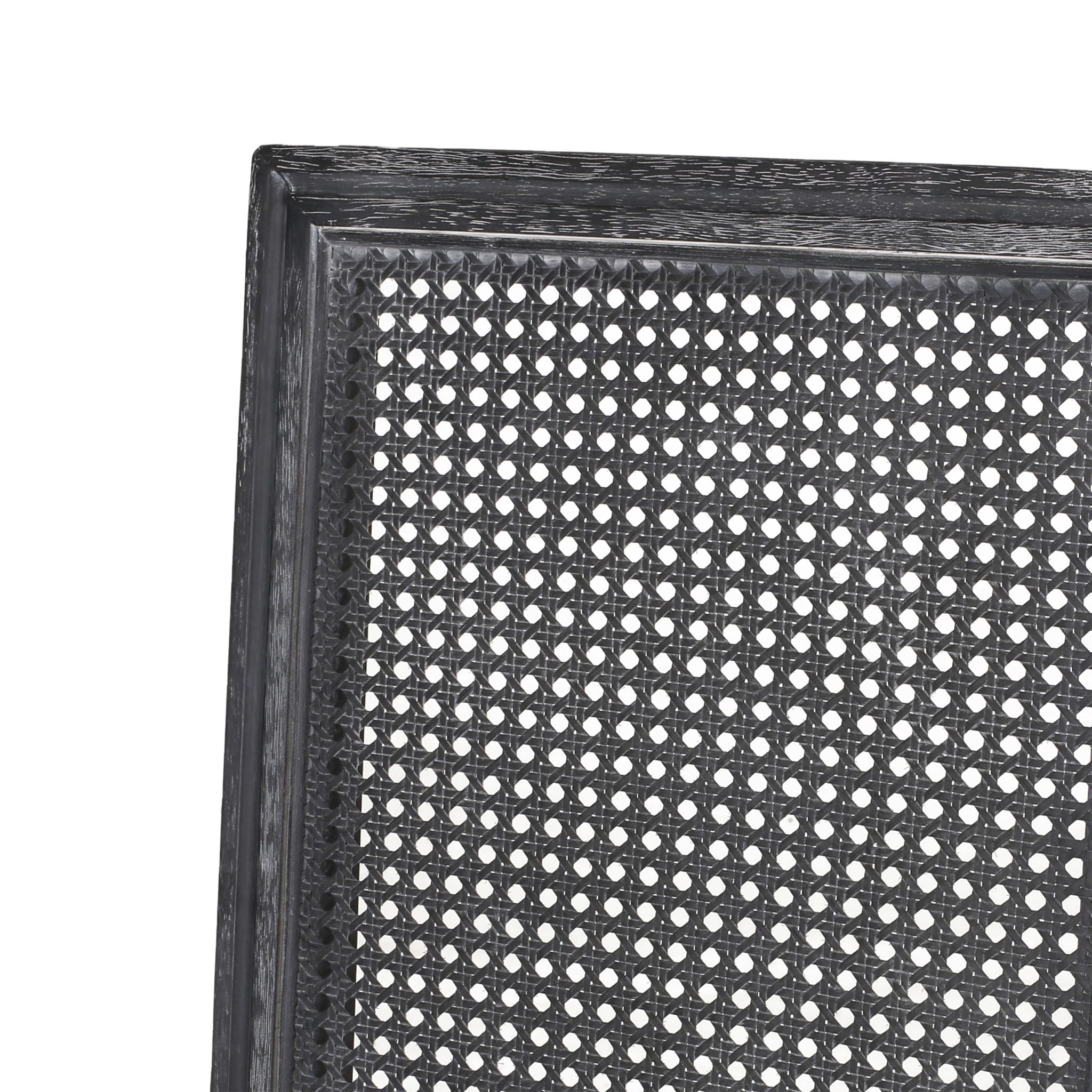 French Country Dining Chair With Rectangular Cane Backrest And Smooth Upholstered Seating