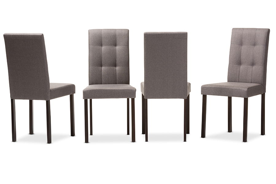 Andrew Modern and Contemporary Grey Fabric Upholstered Grid-tufting Dining Chair (Set of 4)