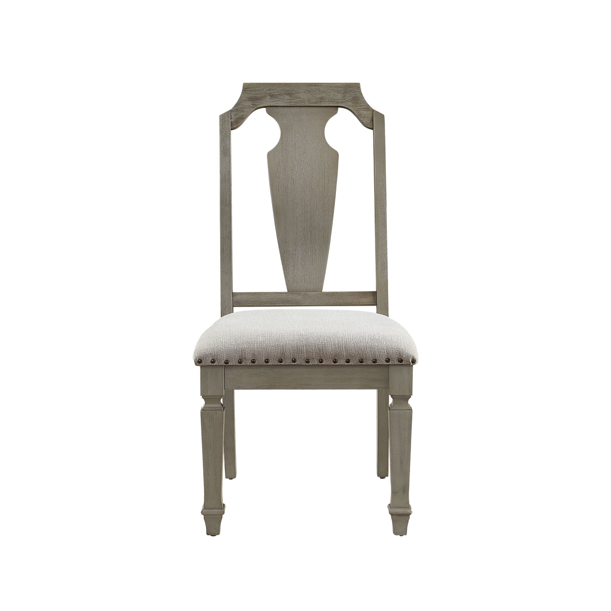 ACME Zumala - Side Chair (Set of 2) - Beige Linen & Weathered Oak Finish | Meri Furniture