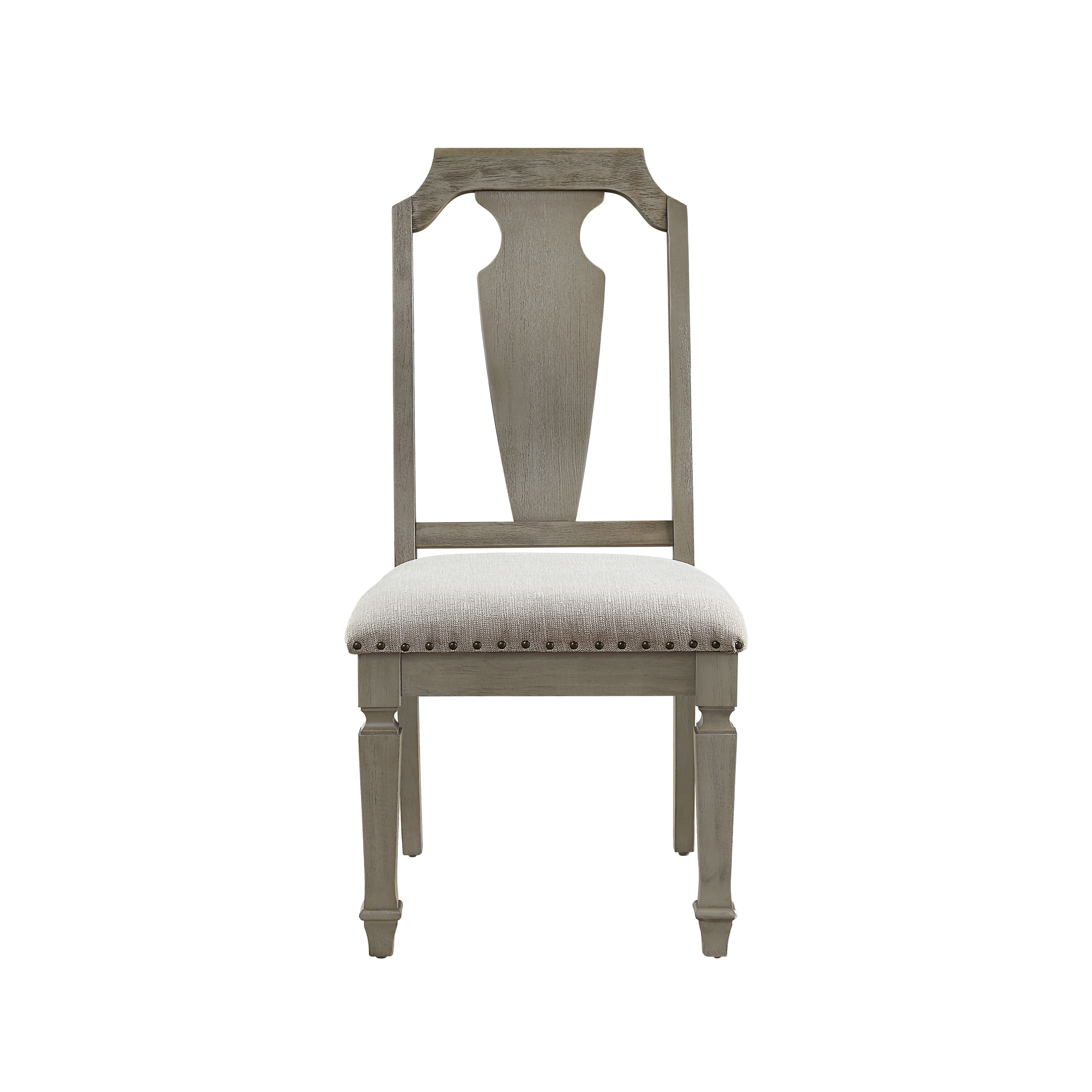 ACME Zumala - Side Chair (Set of 2) - Beige Linen & Weathered Oak Finish | Meri Furniture