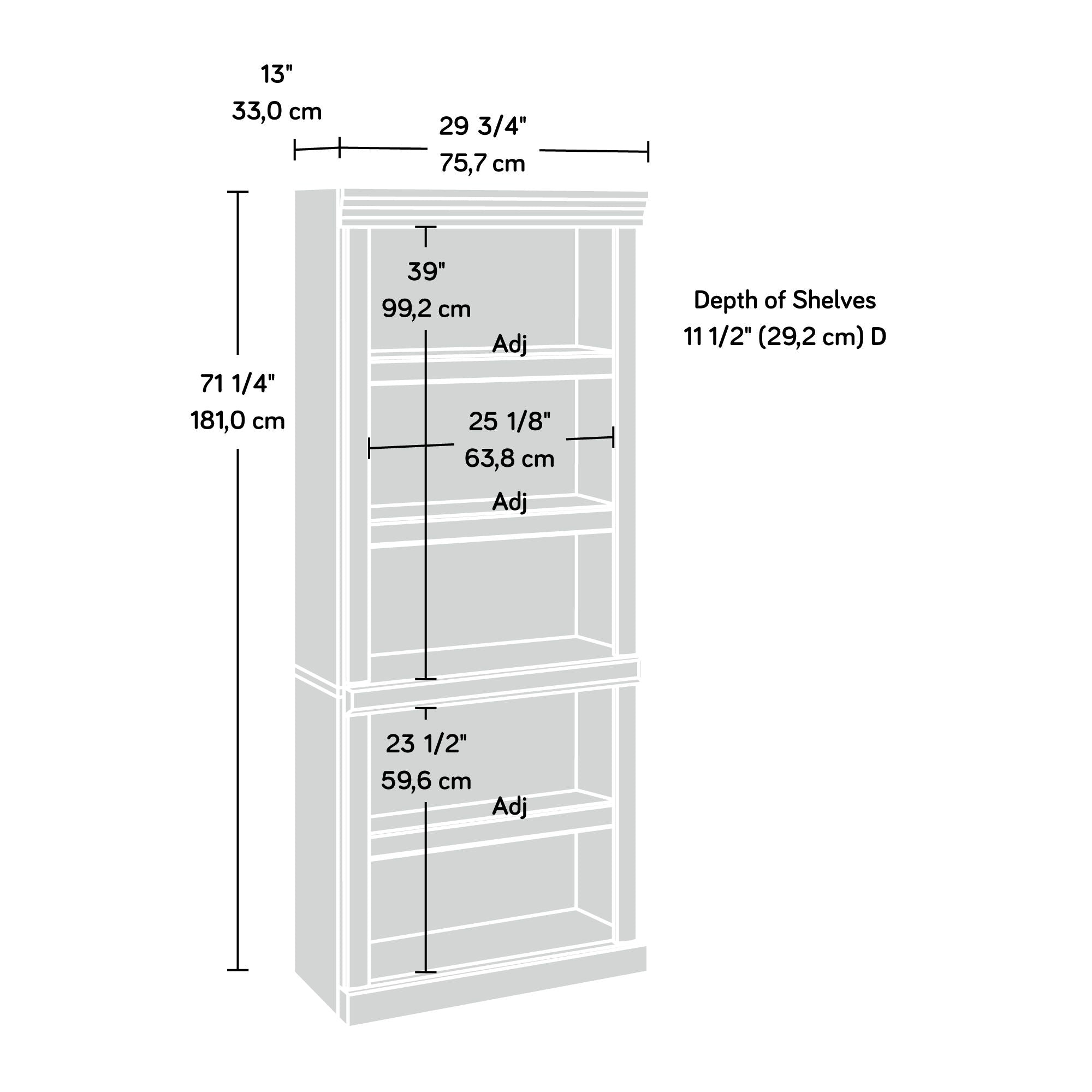 Heritage Hill 5-Shelf Bookcase Library Classic Cherry