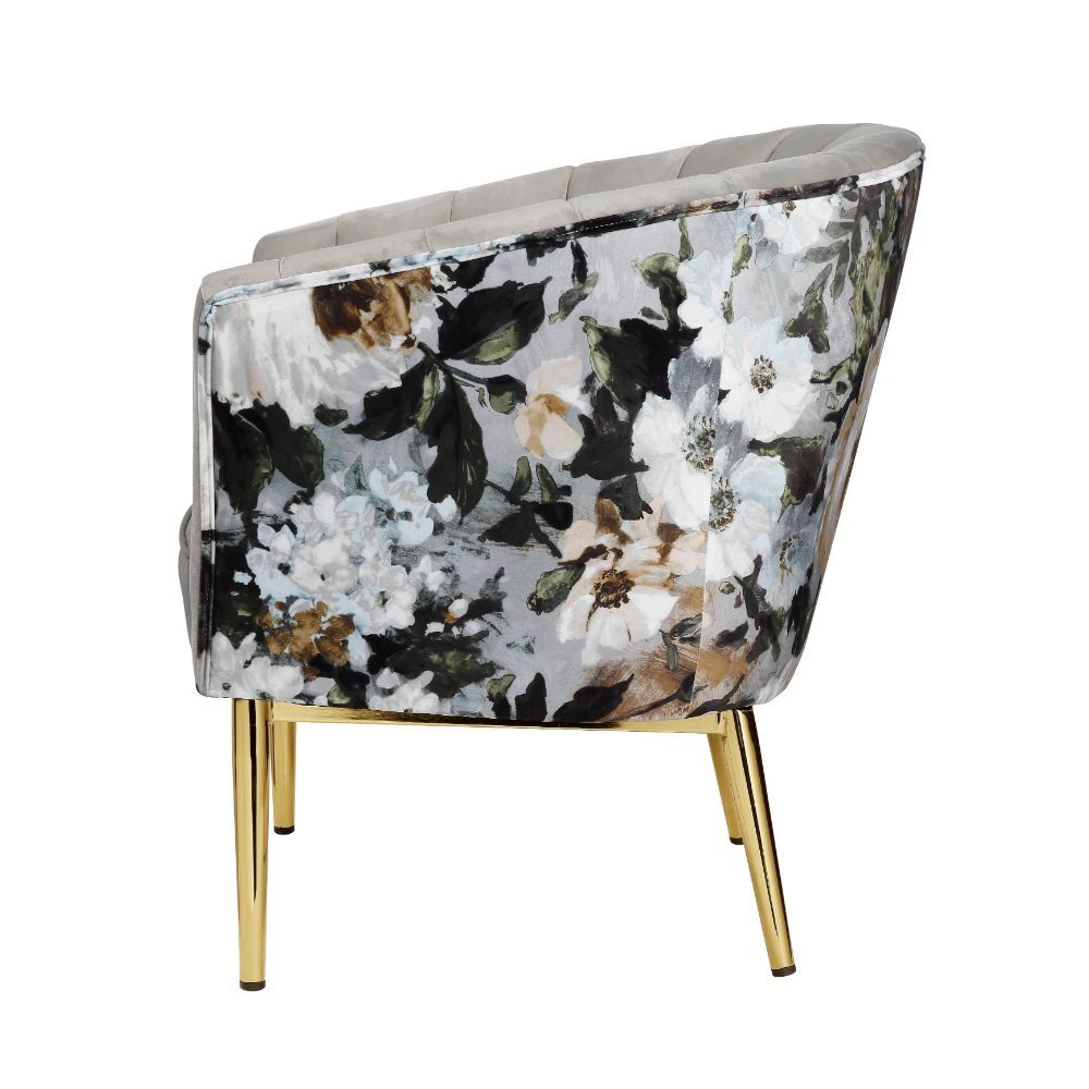 ACME Refined carving with authentic styling, the Colla accent chair is the embodiment of elegance. The thick padded velvet cushion with straight-lined detailing offers superior coziness. | Meri Furniture