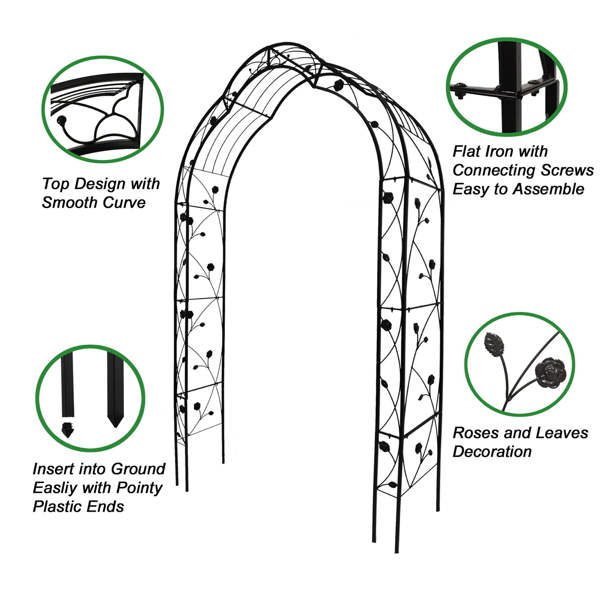Metal Garden Arch Assemble Freely With 8 Styles Garden Arbor Trellis Climbing Plants Support Rose Arch