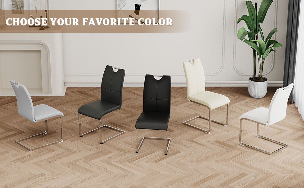 Modern Dining Chairs With Padded Seat And Metal Legs