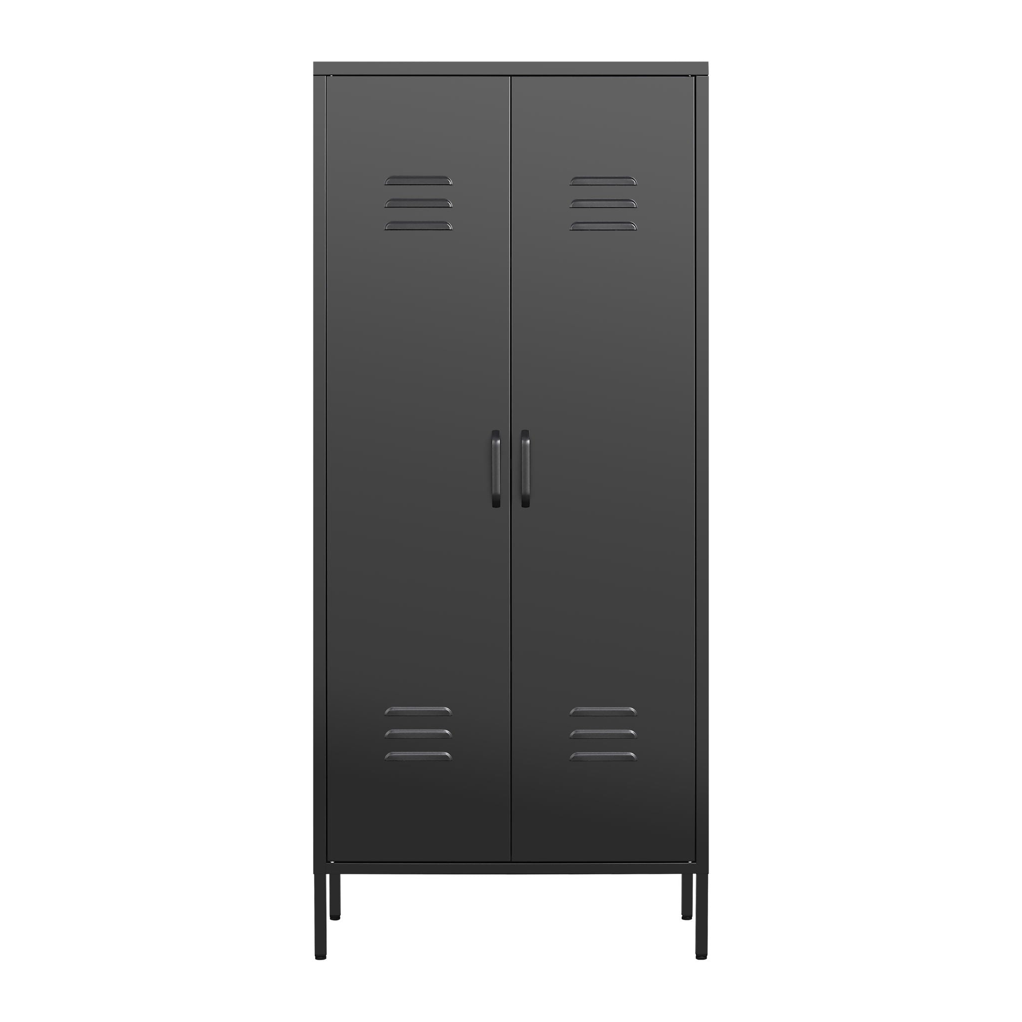 Storage Locker Cabinet With Adjustable Shelves Durable Construction With Breathable Design And Easy Assembly - Black