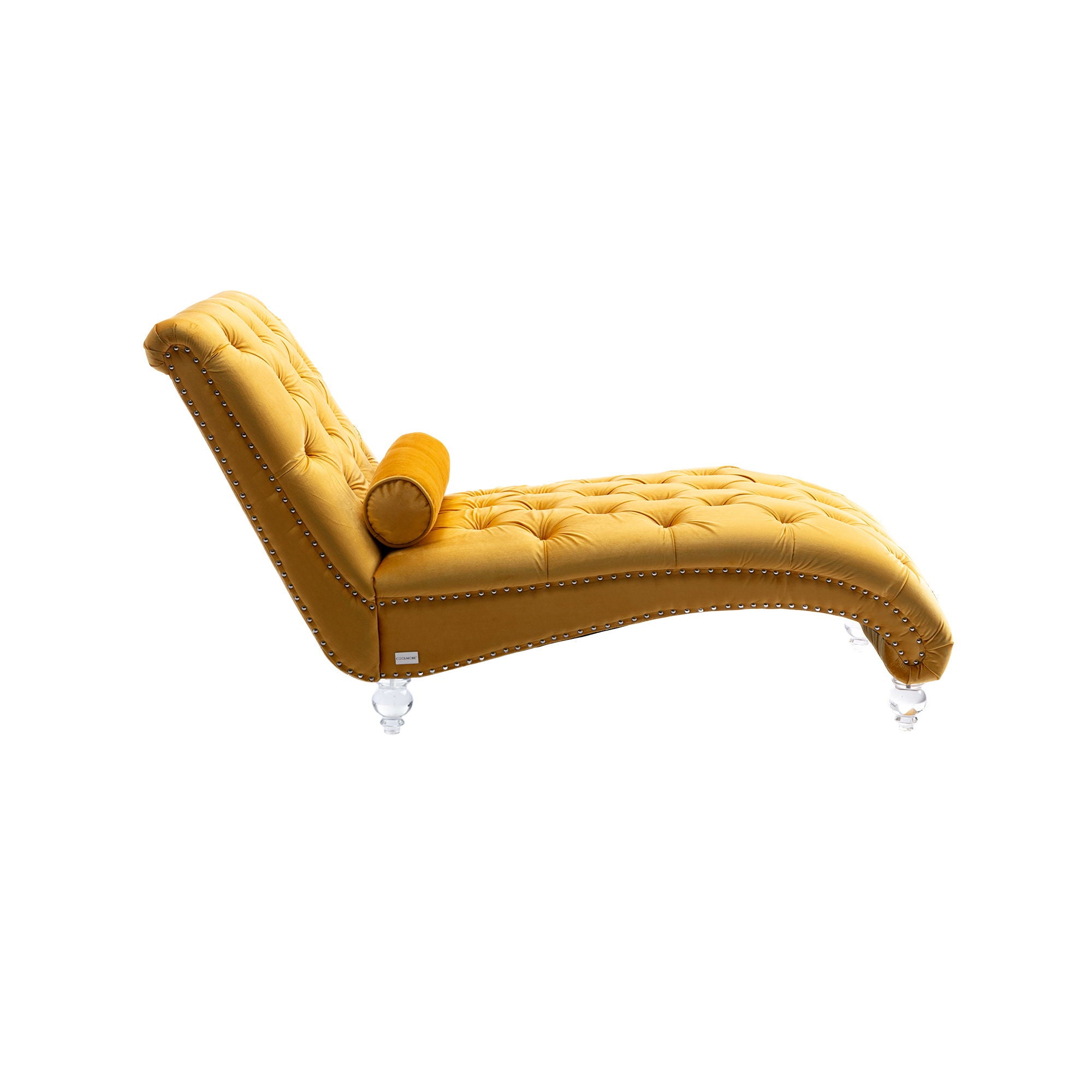 Velvet Chaise Lounge Indoor, Button Tufted Upholstered Chaise Lounge Chair With Pillow