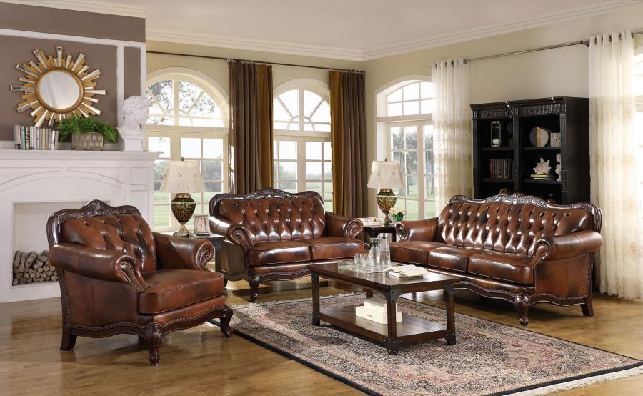 Coaster Fine Furniture Victoria - Leather Upholstered Sofa Set | Meri Furniture