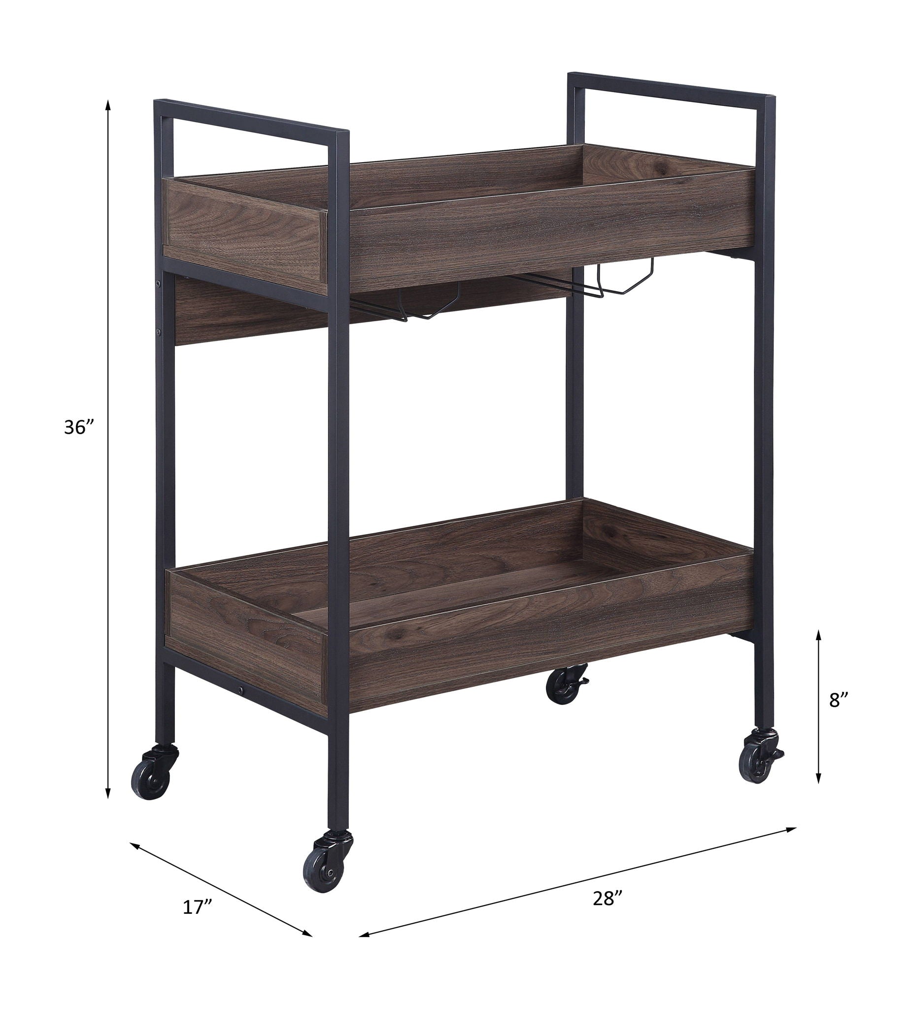 Jerrick - Serving Cart - Walnut & Black