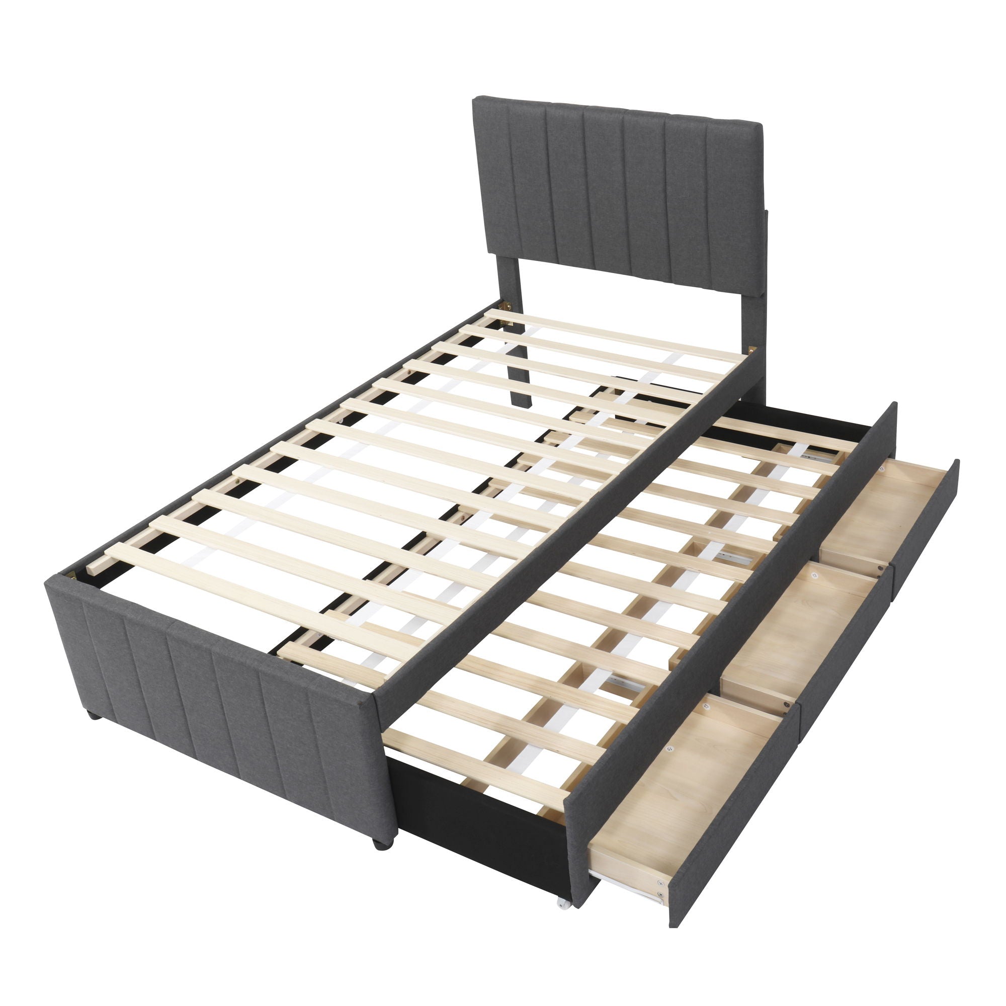 Upholstered Design Platform Bed With Trundle