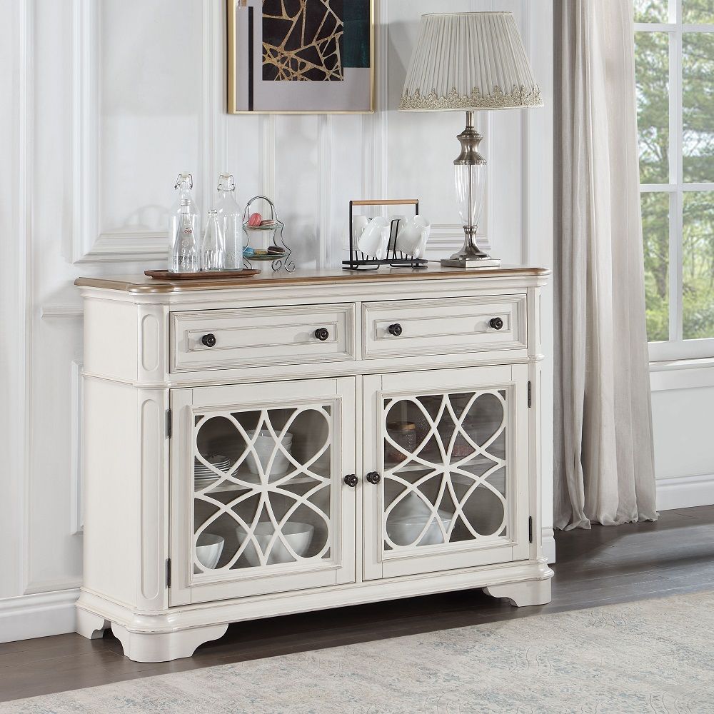 ACME Florian - Server - Antique White & Oak | Meri Furniture