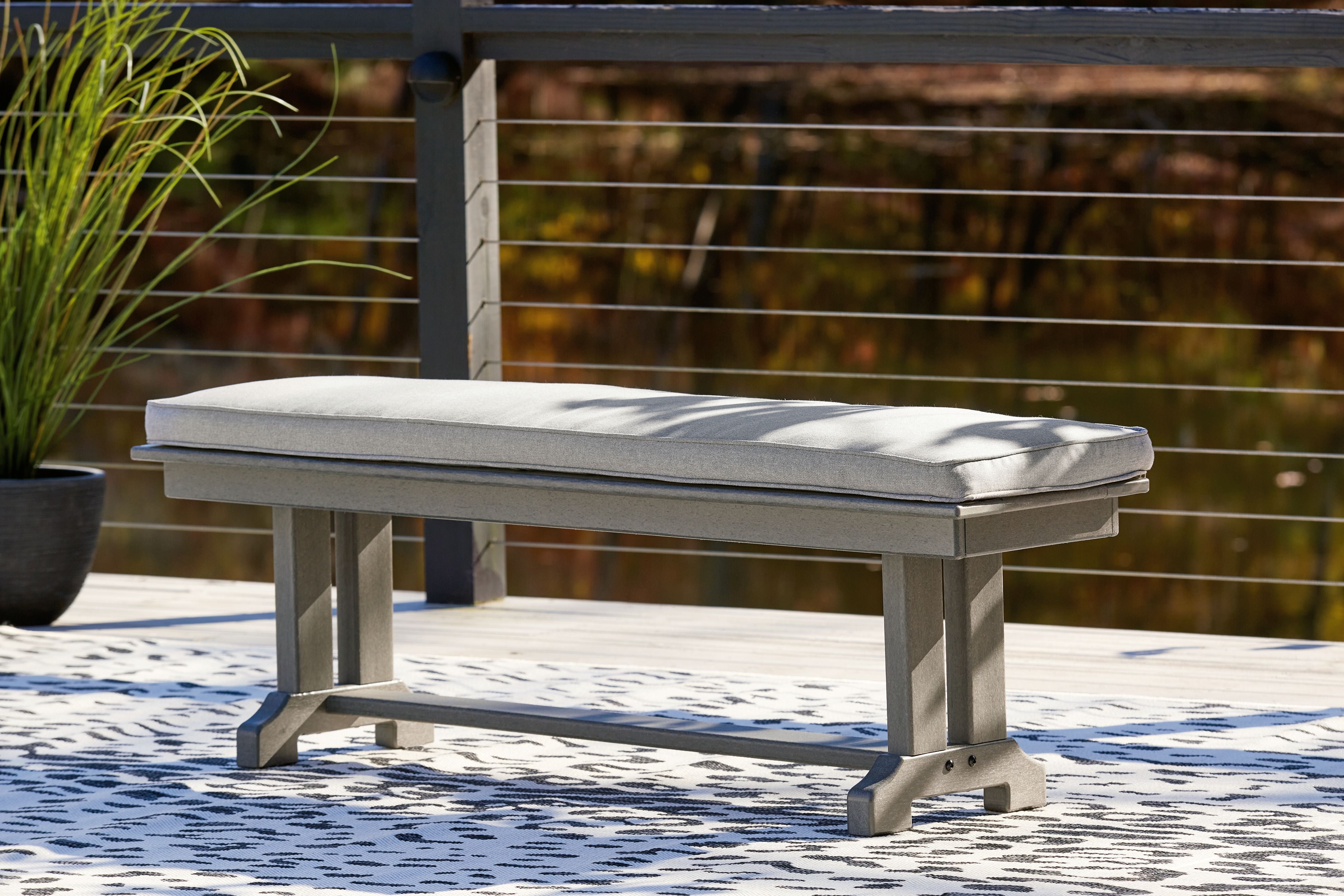 Signature Design by Ashley® Visola - Gray - Bench With Cushion | Meri Furniture