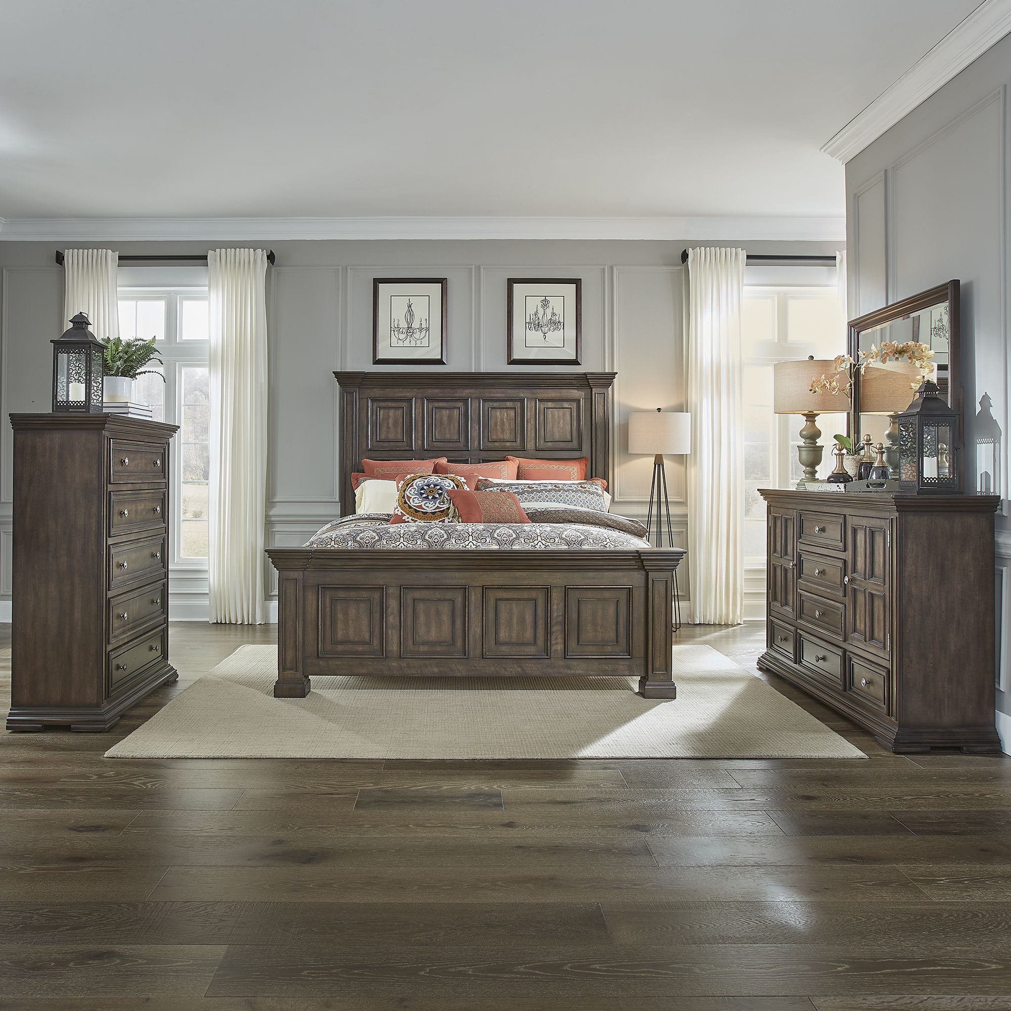 Liberty Furniture Big Valley - Panel Bed, Dresser & Mirror | Meri Furniture