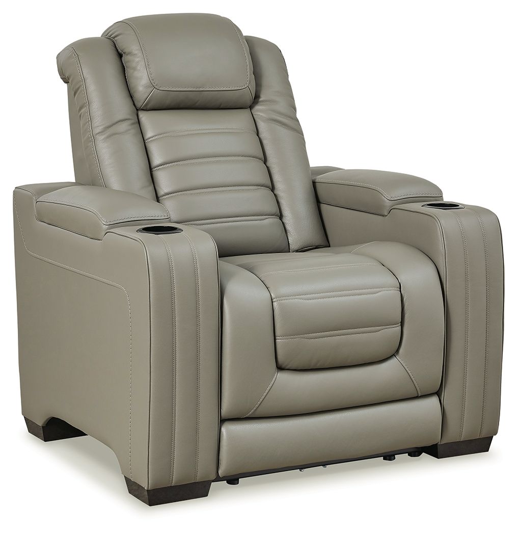 Signature Design by Ashley® Backtrack - Gray - Pwr Recliner/Adj Headrest | Meri Furniture