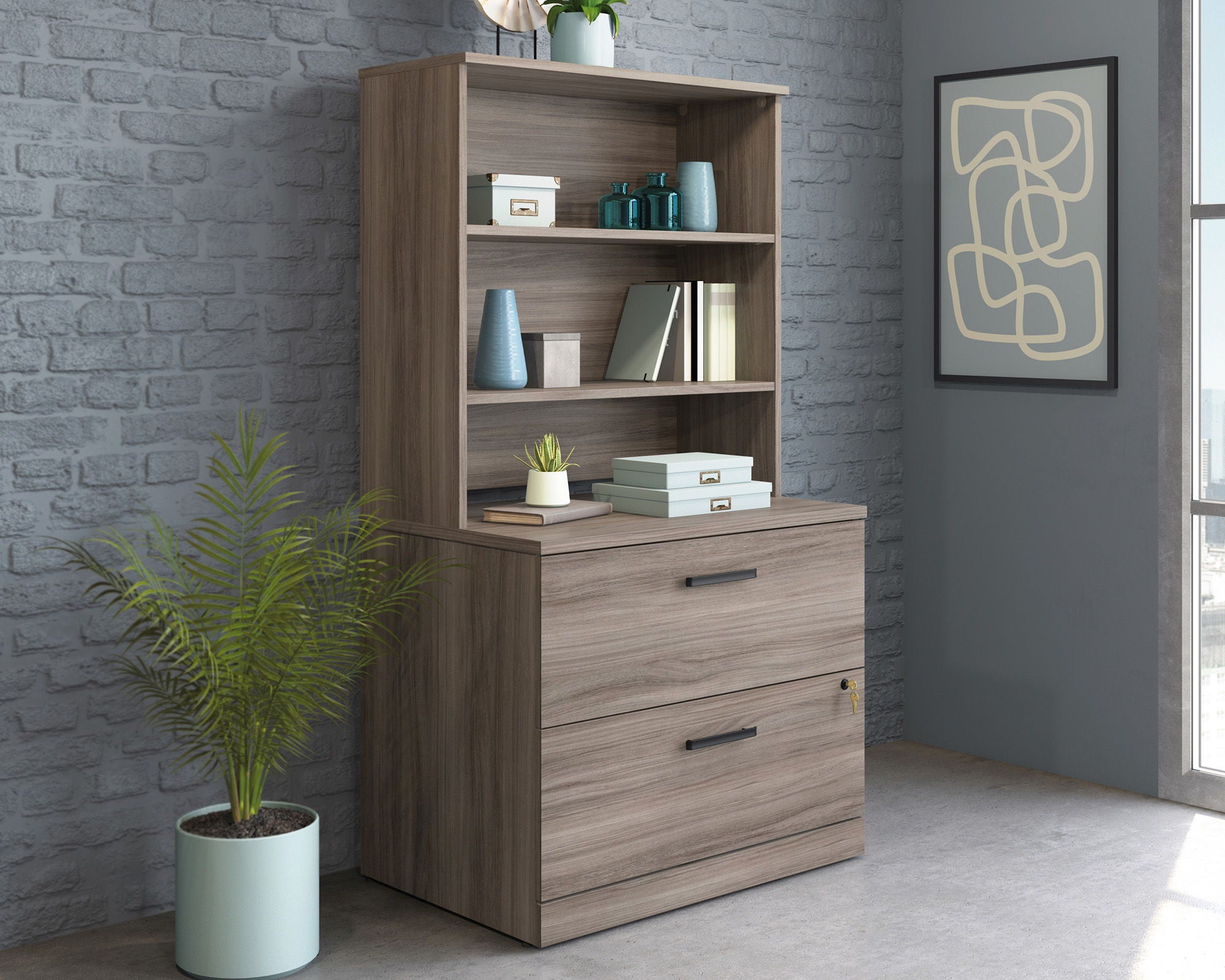 2-Shelf Hutch for Cabinet in Hudson Elm