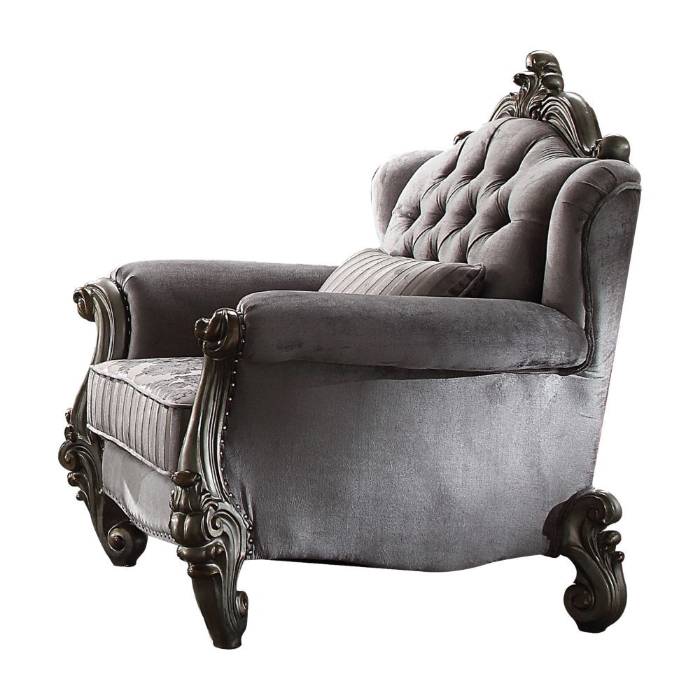 ACME Versailles - Chair - Velvet & Antique Platinum - 46" | Meri Furniture