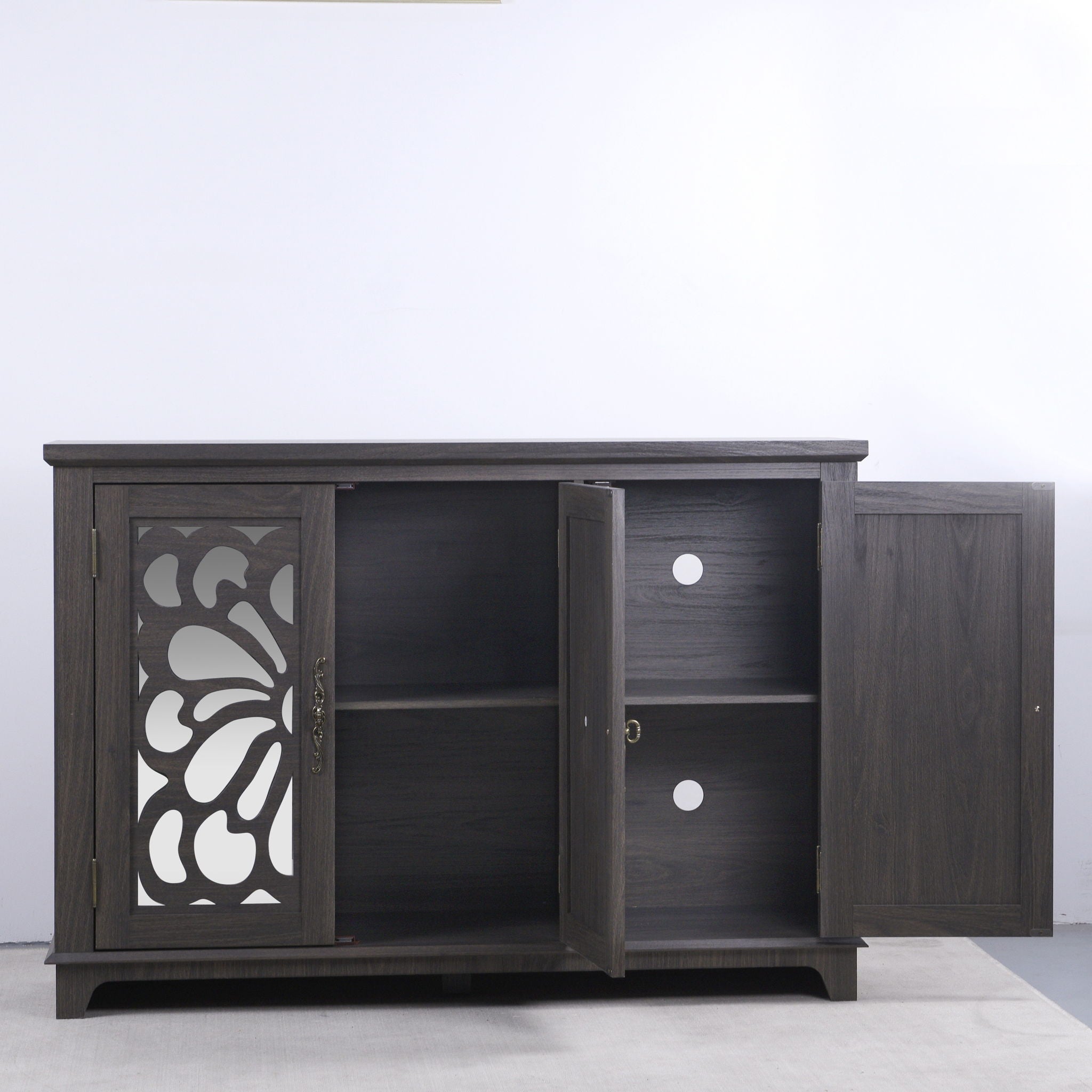 3 Door Mirrored Sideboard Cabinet With Adjustable Shelves