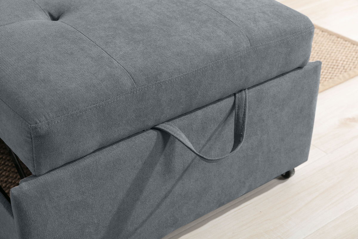 Hannah 35"W Dark Gray Woven Convertible Armchair