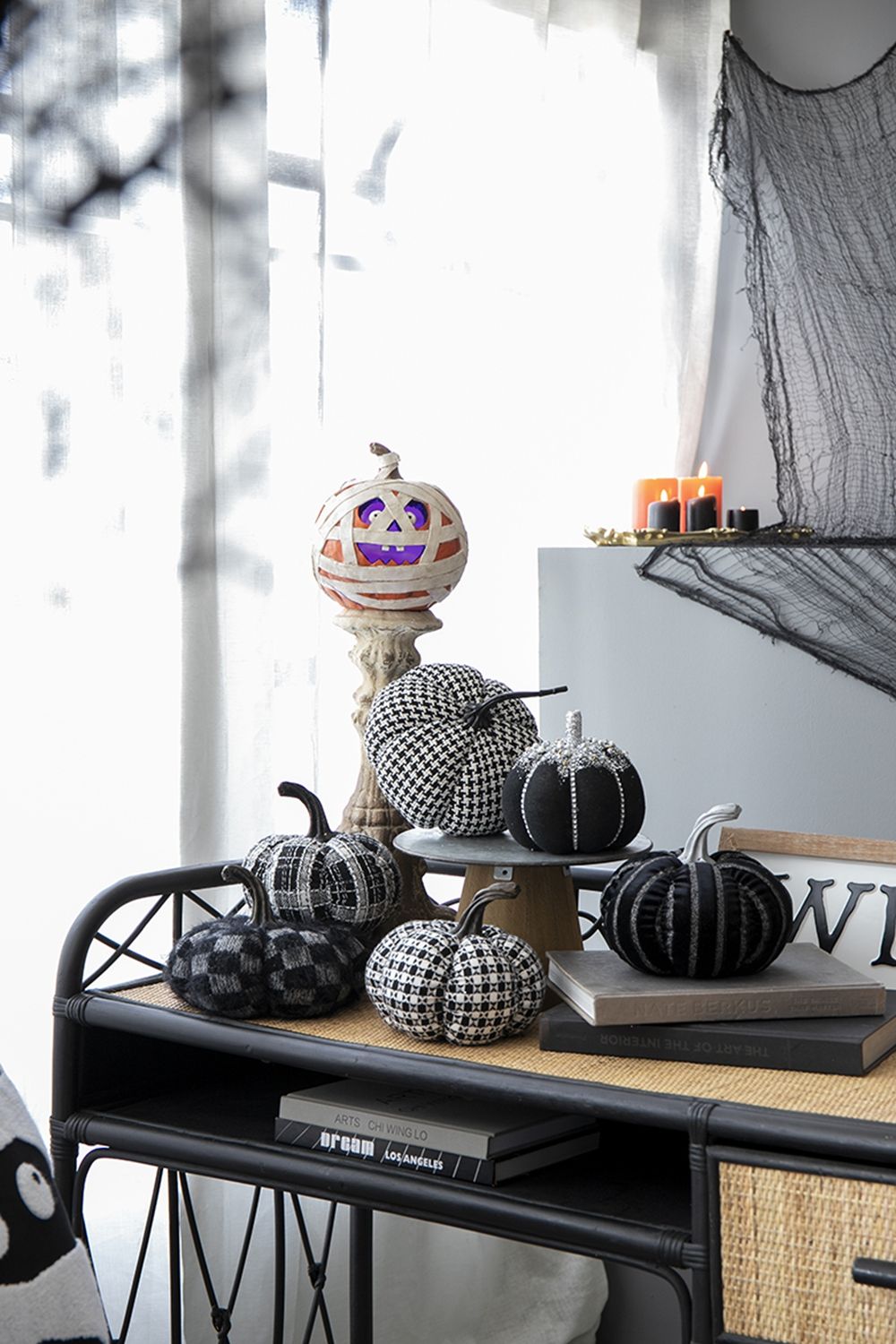 Pumpkin Decor, For Holiday Halloween Decoration - Black / White