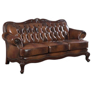 Coaster Fine Furniture Victoria - Full Leather Upholstered Rolled Arm Sofa - Brown | Meri Furniture
