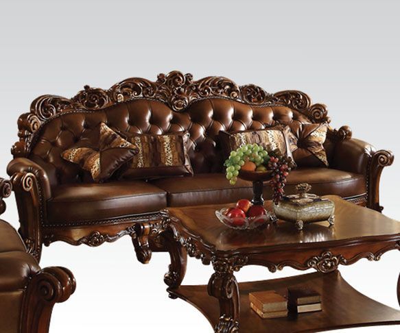 ACME Vendome - Sofa - Cherry PU & Cherry - 51" | Meri Furniture