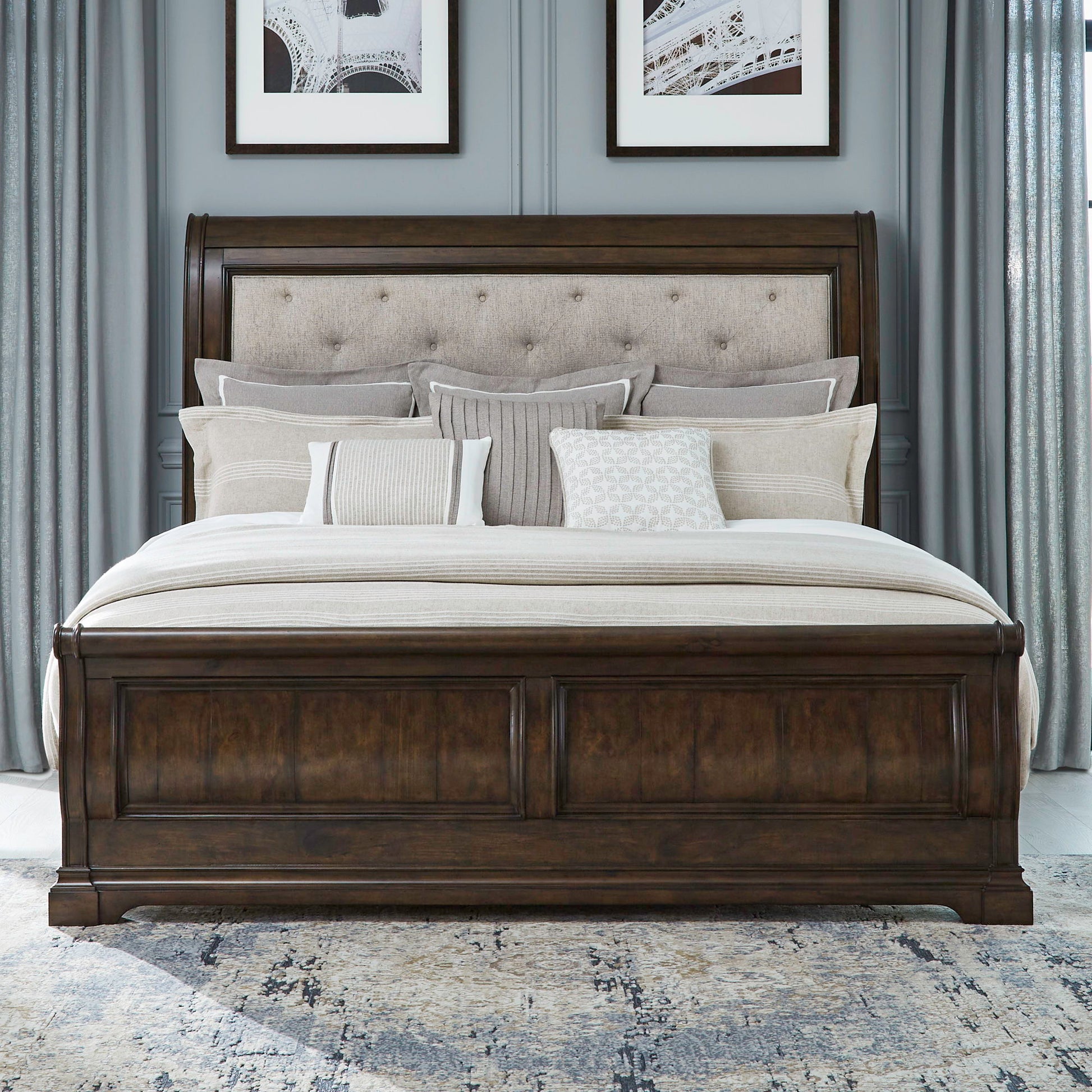 Liberty Furniture Arden Road - Upholstered Sleigh Bed | Meri Furniture