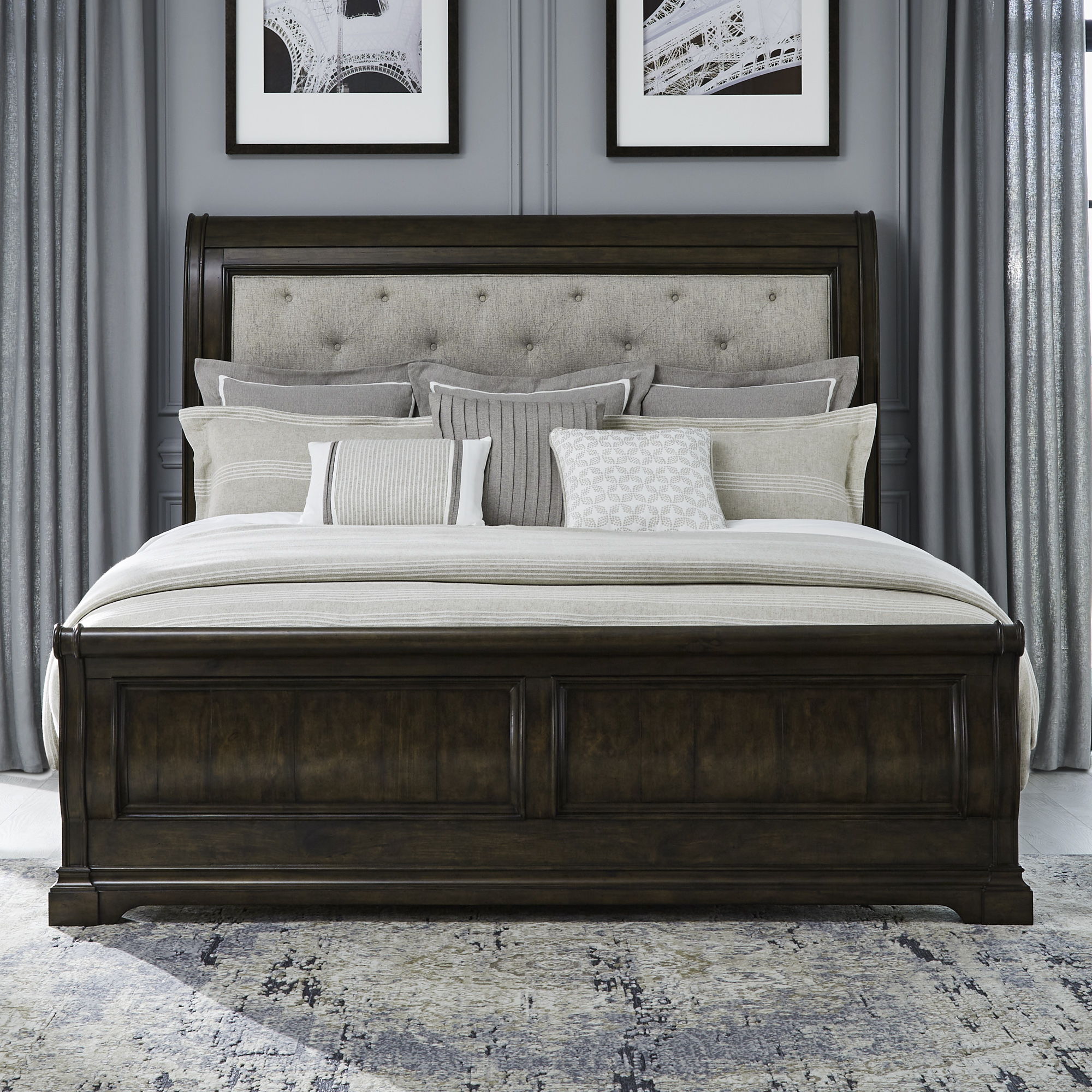 Liberty Furniture Arden Road - Upholstered Sleigh Bed | Meri Furniture