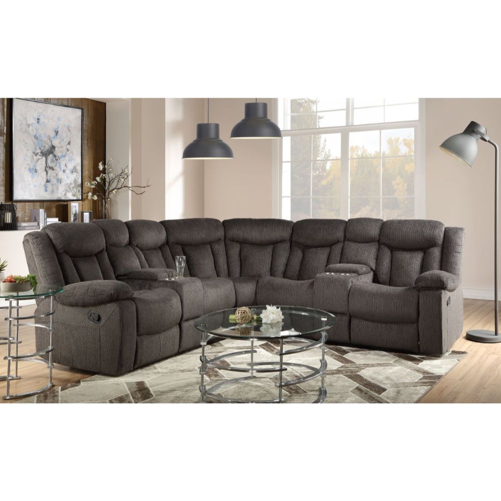 ACME Rylan - Sectional Sofa - Dark Brown Fabric | Meri Furniture