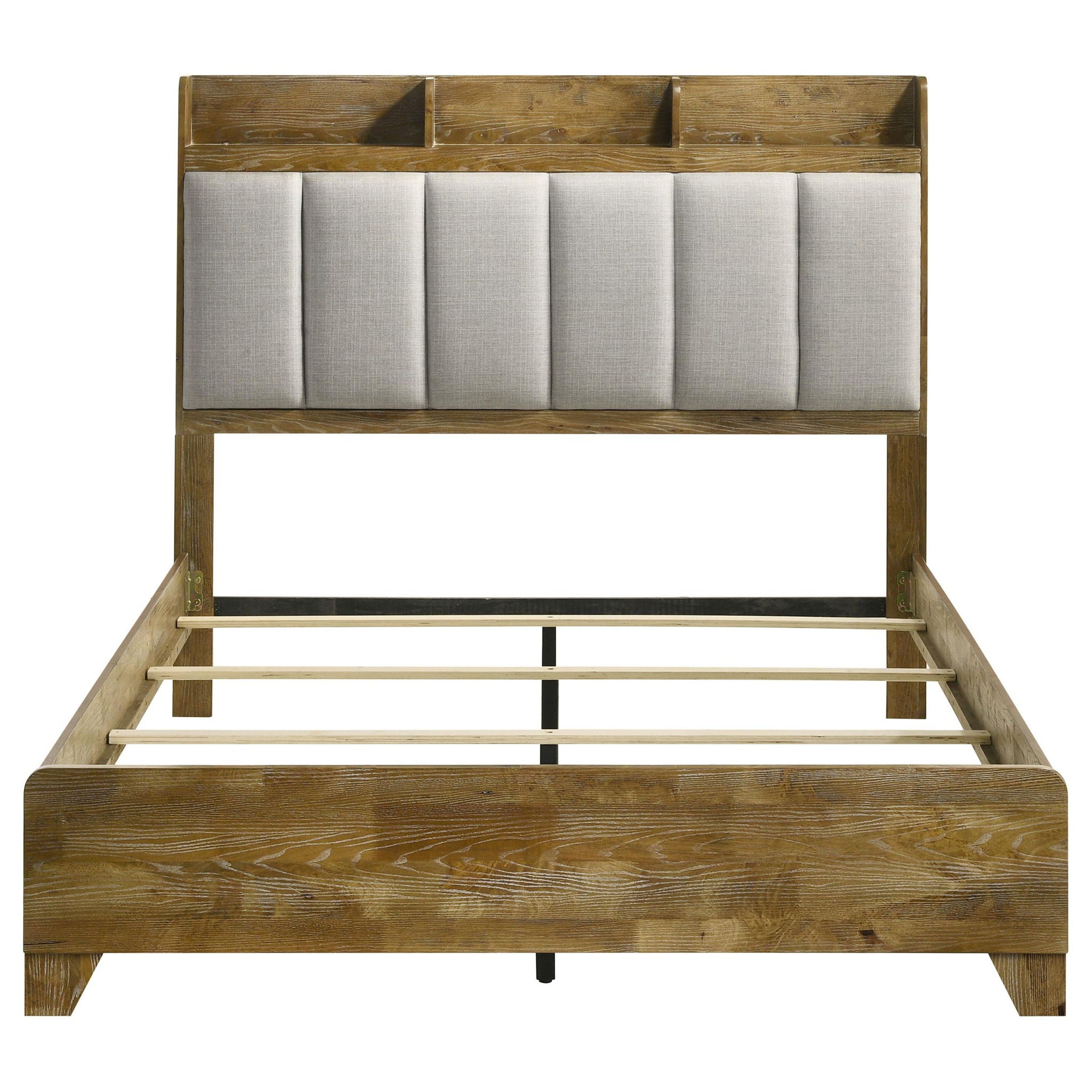 Henderson 57-inch Eastern King Bookcase Panel Bed Medium Oak