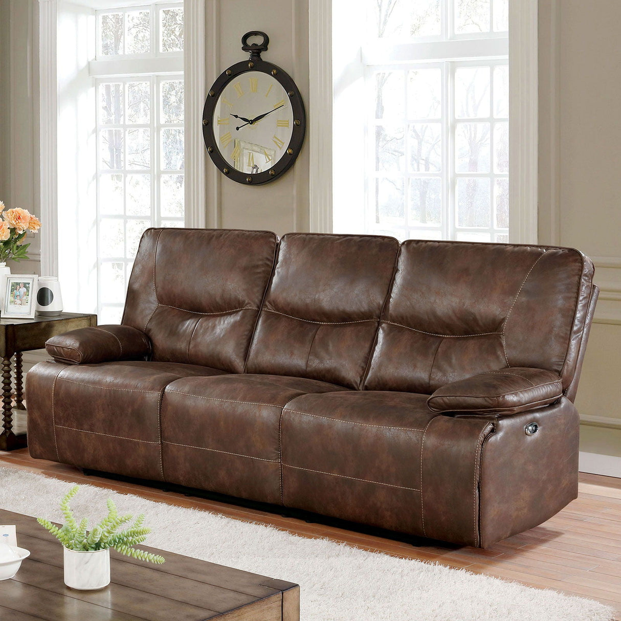 Furniture of America Chantoise - Power Motion Sofa - Brown | Meri Furniture