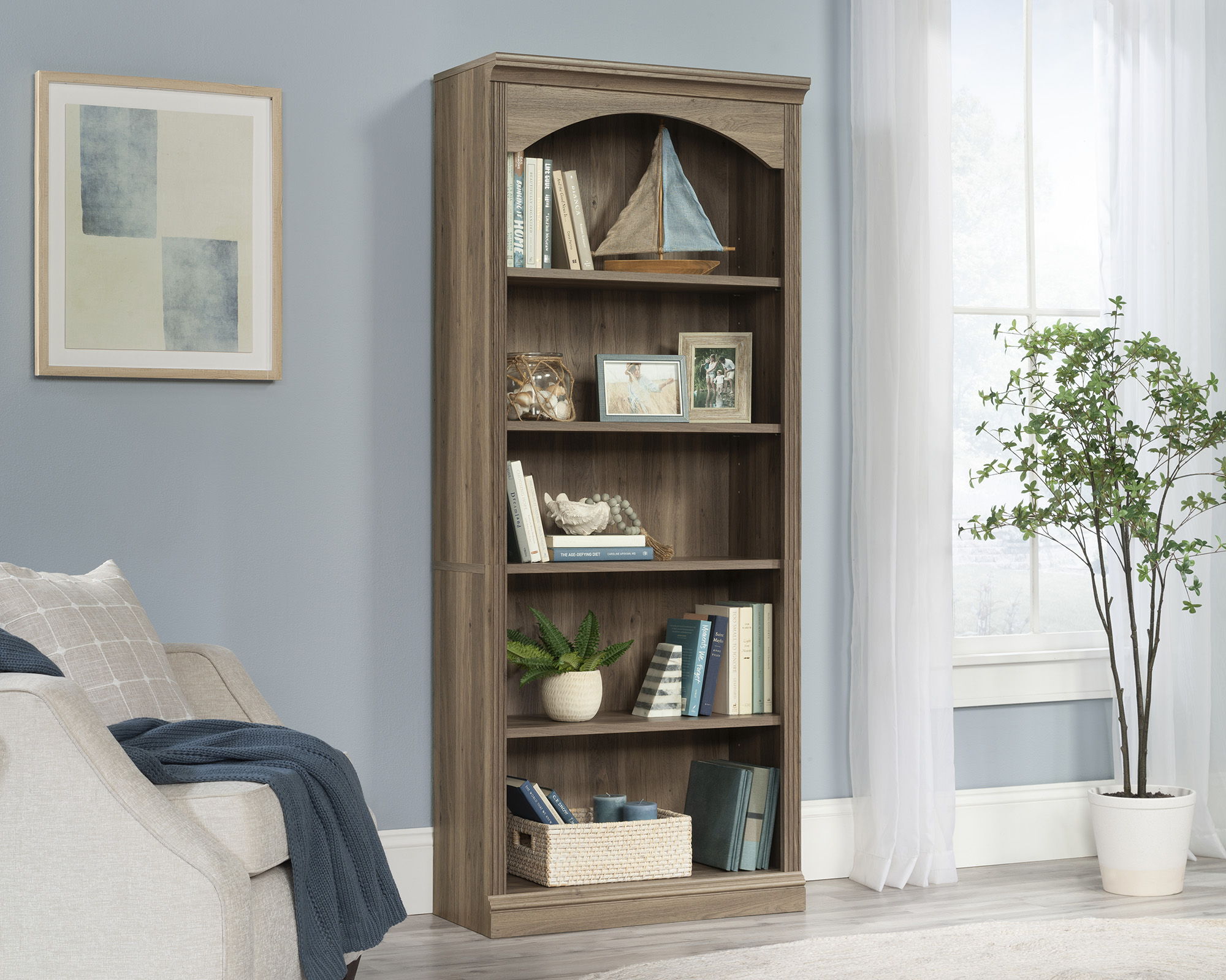 5-Shelf Bookcase in Salt Oak