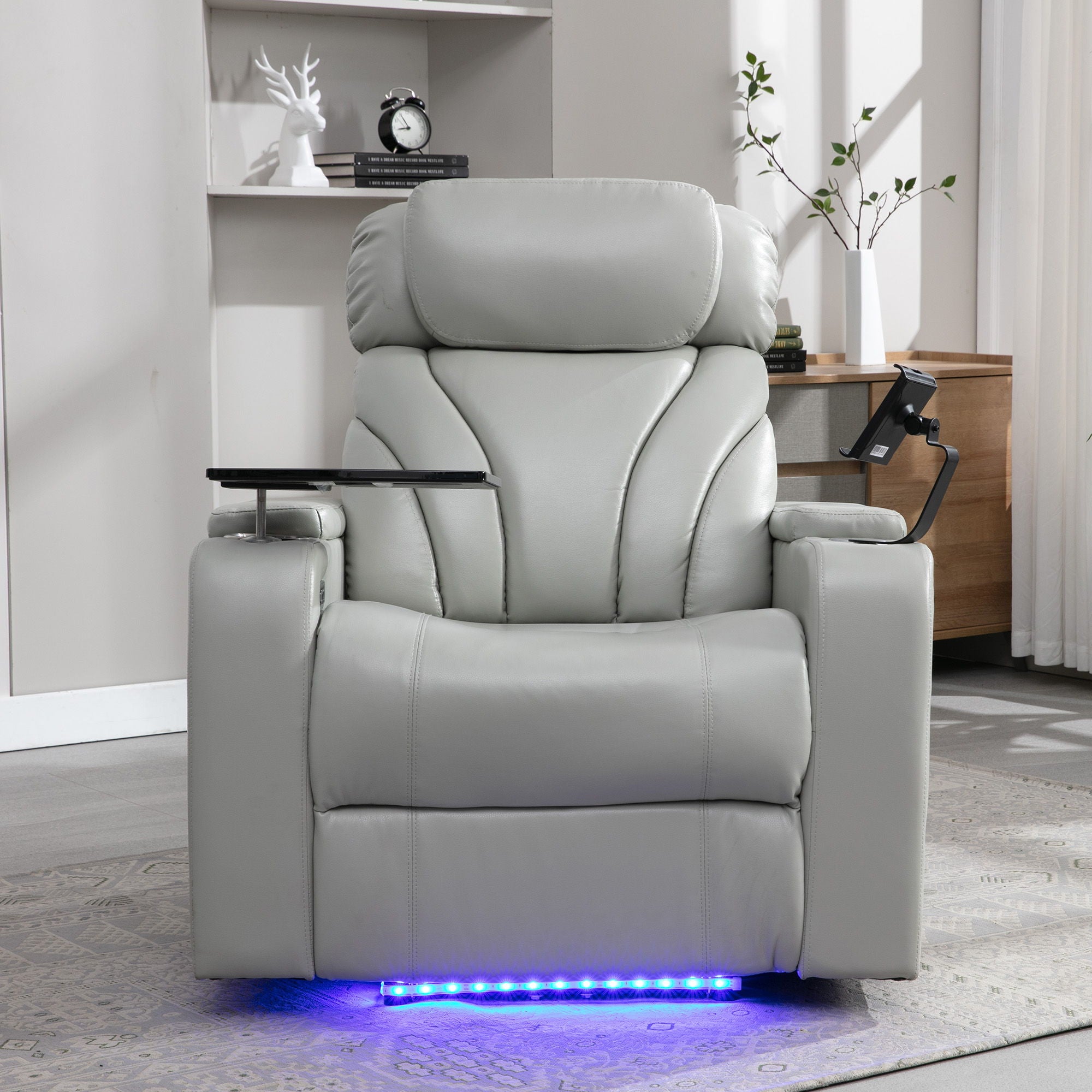 Power Motion Recliner Electric Power Recliner With USB Charging Port, Hidden Arm Storage, Convenient Cup Holder And Bluetooth Speaker