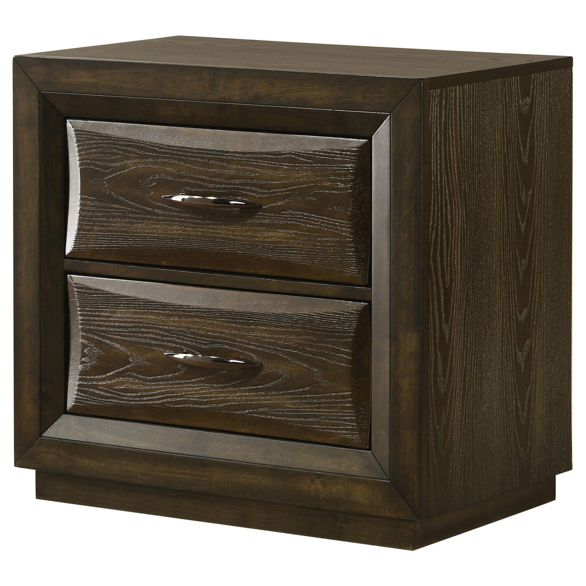 Atlas 2-drawer Bedroom Nightstand Bedside Table Dark Oak