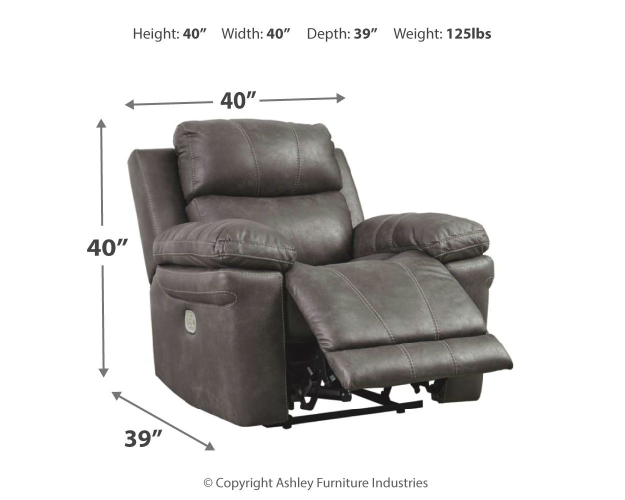 Ashley Furniture Erlangen - Dark Gray - Pwr Recliner/Adj Headrest | Meri Furniture