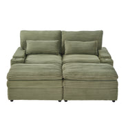 Convertible Loveseat Sofa With Storage And USB Ports - Green