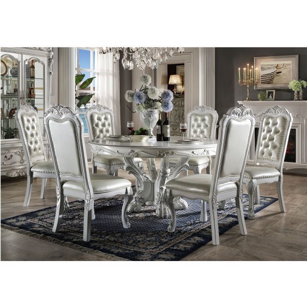 ACME Dresden - Dining Table 60"L - Bone White Finish | Meri Furniture