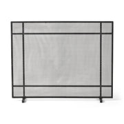 Markus - Modern Single Panel Iron Firescreen Black Brushed Silver