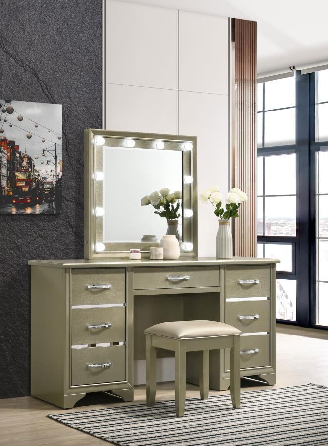 Coaster Fine Furniture Beaumont - Square Upholstered Vanity Stool - Champagne | Meri Furniture