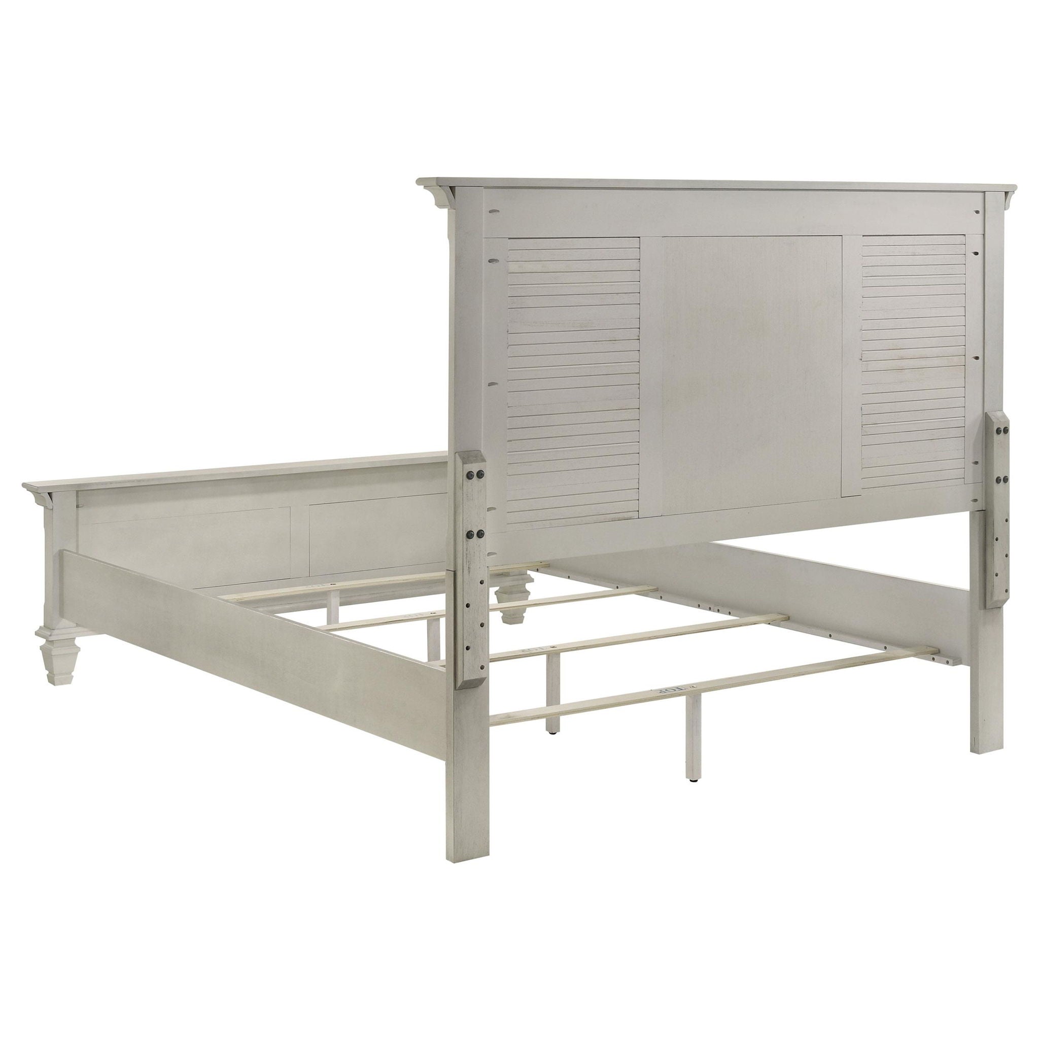 Franco Wood Queen Panel Bed Distressed White