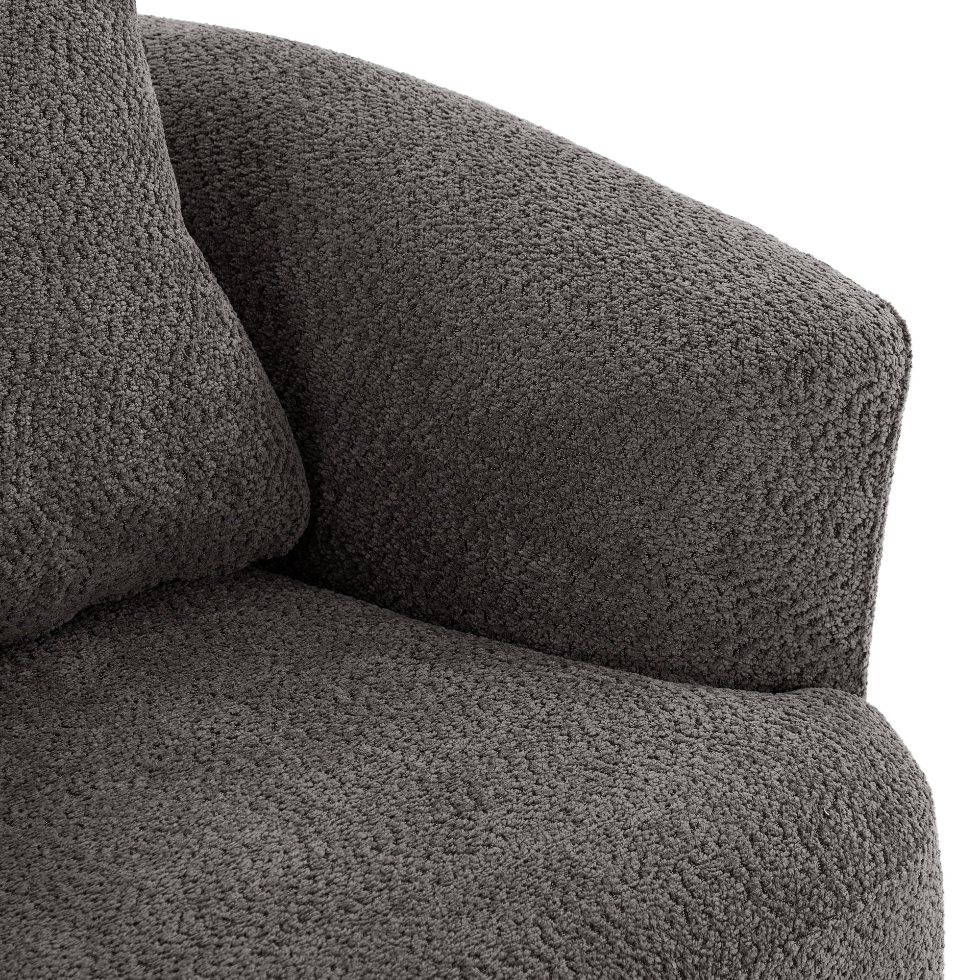 360° Swivel Barrel Sofa Chair With Throw Pillow, Chenille Upholstered Accent Chair