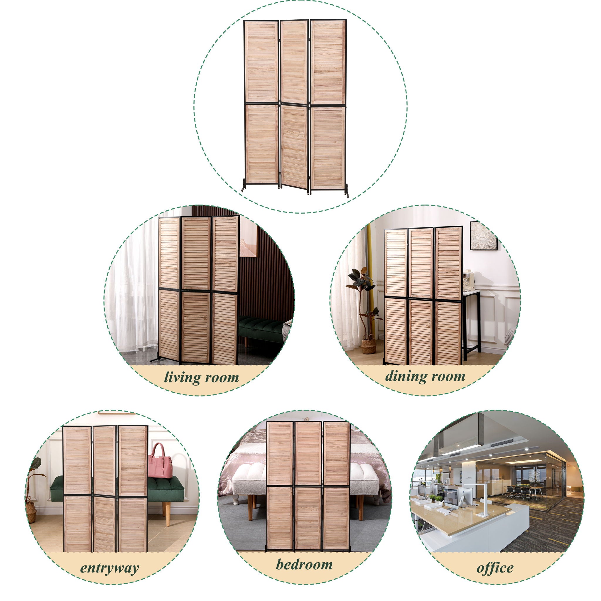 Rustic 3 Panel Room Dividers And Folding Privacy Screen