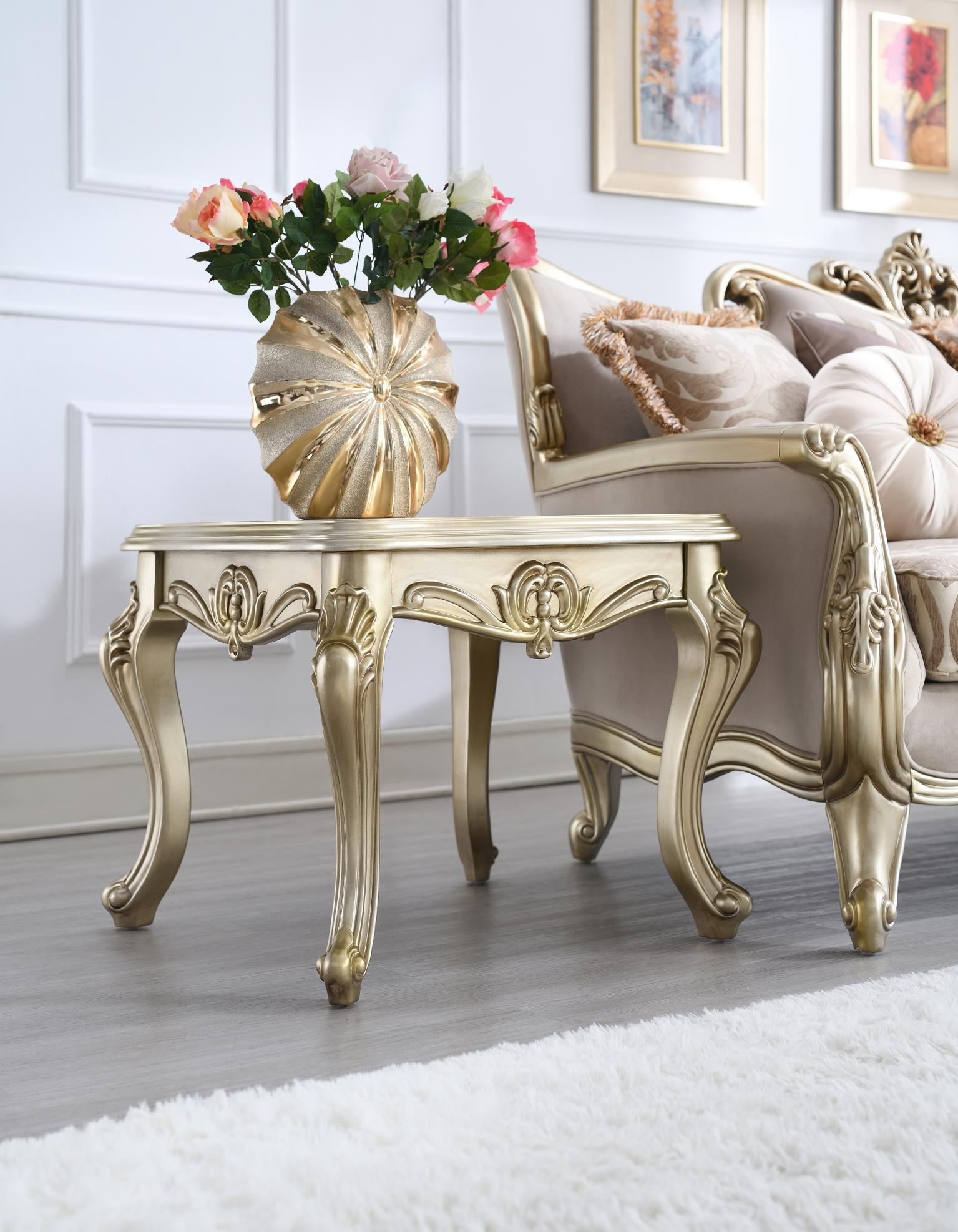 T199 - Coffee Table & 2 End Tables - Gold