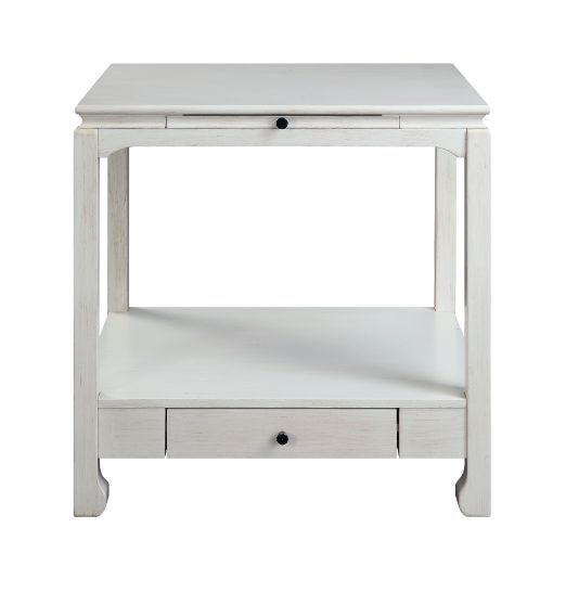 ACME Seatlas - Accent Table - Antique White Finish | Meri Furniture